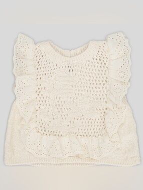 🆓 with purchase Zara Cream Crochet Blouse with Ruffled Collar